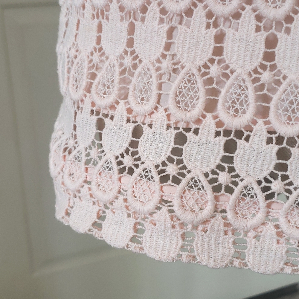 Ann Taylor Peach Blush Pineapple Crochet Lace Sleeveless Top MEDIUM Coquette - Picture 9 of 12